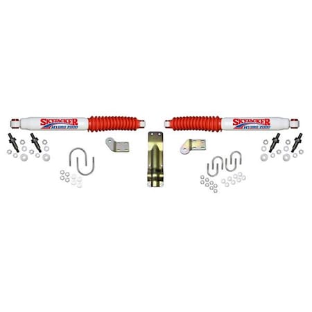 Skyjacker Dual Steering Stabilizer- White With Red Shock Boot And Bracket S97-7254